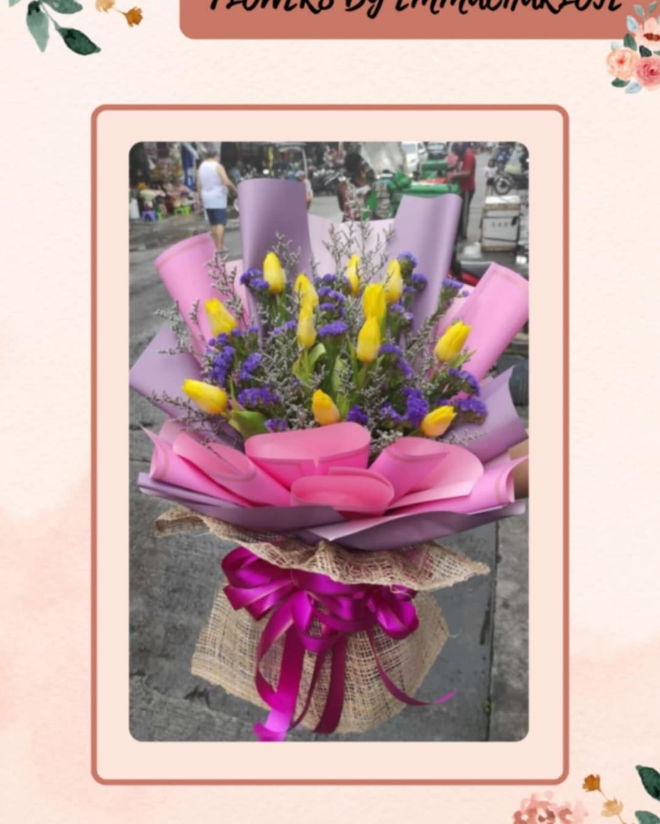 Colorful wrapped bouquet by Flowers by Emmac Charlote