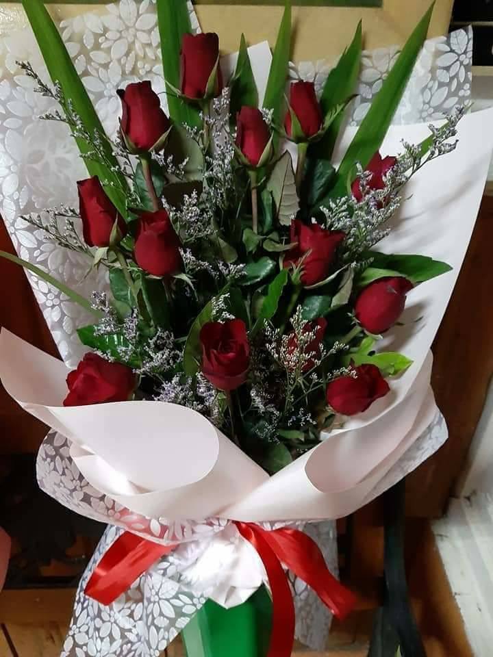 Pink floral fan arrangement